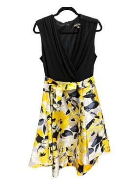 Shelby Nites Black V-Neck Dress with Draped Bodice